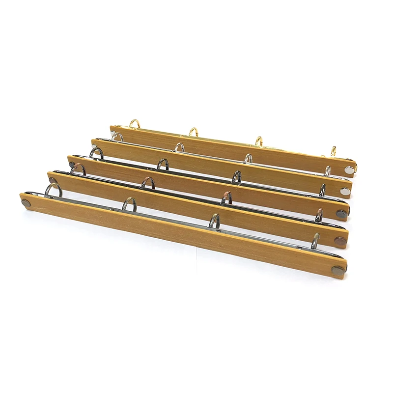 A4 Metall-Ringbinder-Clips mit Bambus-Rückwand 4 Abnehmbare Schnallen Loseblatt-Bindungsstreifen für Datenbücher Alben Notizbücher – Detail 5