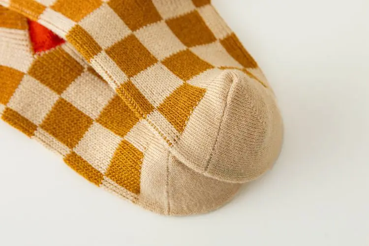Vintage karierte gestreifte Kinder-Crew-Socken, weiche, atmungsaktive Baumwolle, Retro-geometrische Socken für Jungen und Mädchen, Alltagssocken für die Schule und Freizeit – Detail 9