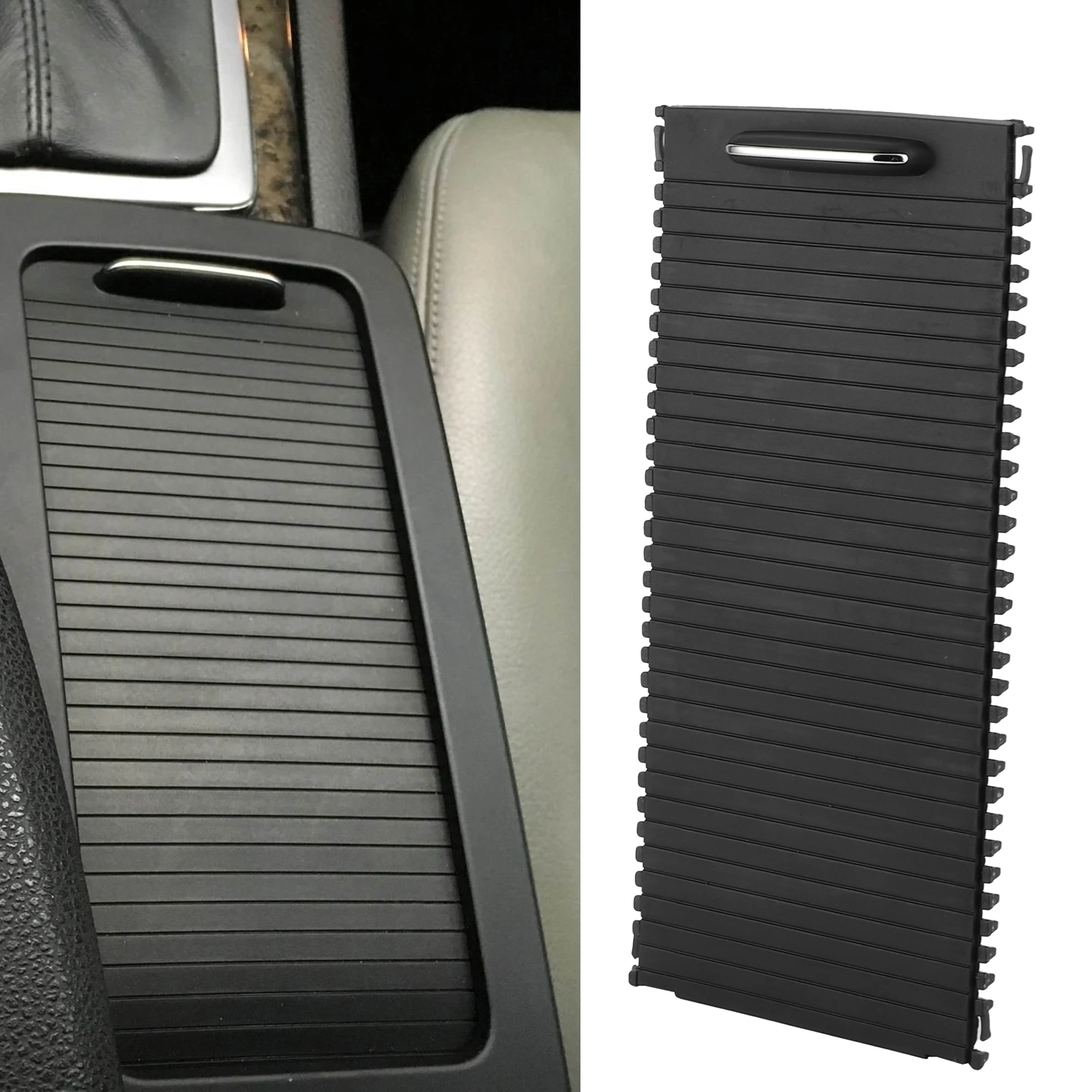 A20468076079051 Black Center Console Roller Blind Cover Storage Compartment Shutter For Mercedes‑Benz C Class E W204 S204 A207