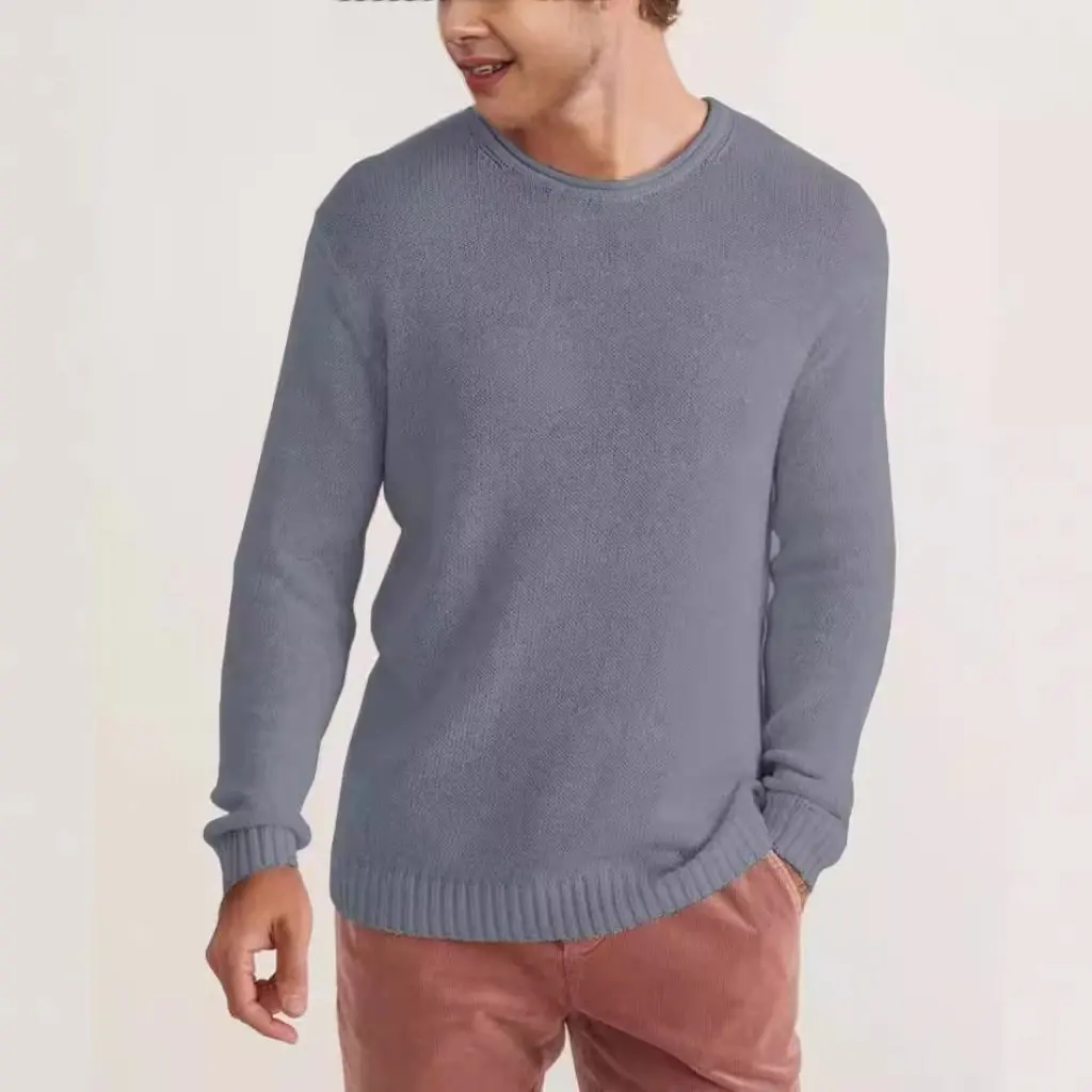 

Men's Crewneck Knitted Sweater Autumn Winter plus Size Loose Fit Solid Color Base Shirt Pullover Fashion Casual Top