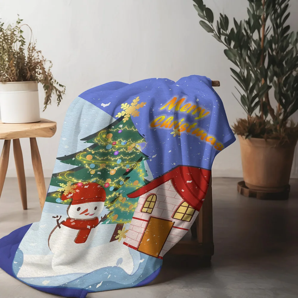 

Рождественское плюшевое одеяло Tuniu со снеговиком, мягкое уютное одеяло для дивана-кровати, подарок
