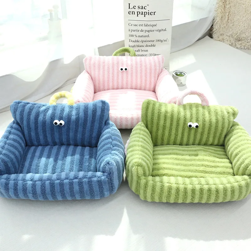 

Creative Little Monster Pet Bed Warm Wool Square Dog Nest Cat Nest Sleeping Mat Soft Cushion Small Animal Sofa Pet Supplies