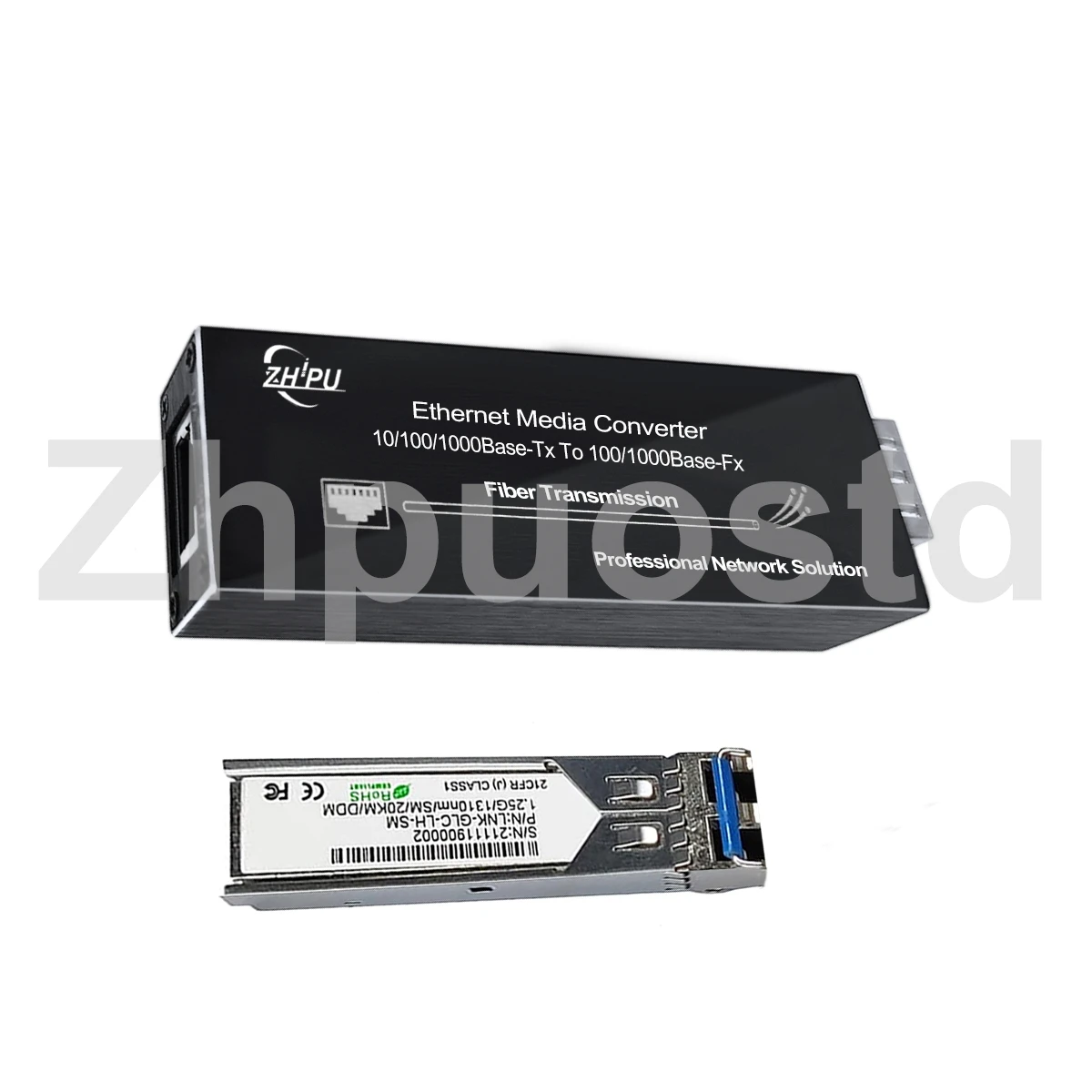 Mini Gigabit Fiber Media Converter 10/100/1000Mbps Ethernet with Optional SFP Module & Single-mode SC Module Type-C Power Supply