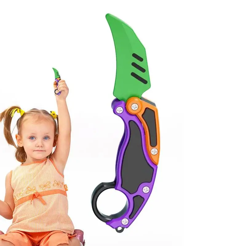 3D Gravity Folding Claw Knife Butterfly Claw Gravity Carrot Knife Fidget Toys Straight Jump Quick Push Stress Relief Toy