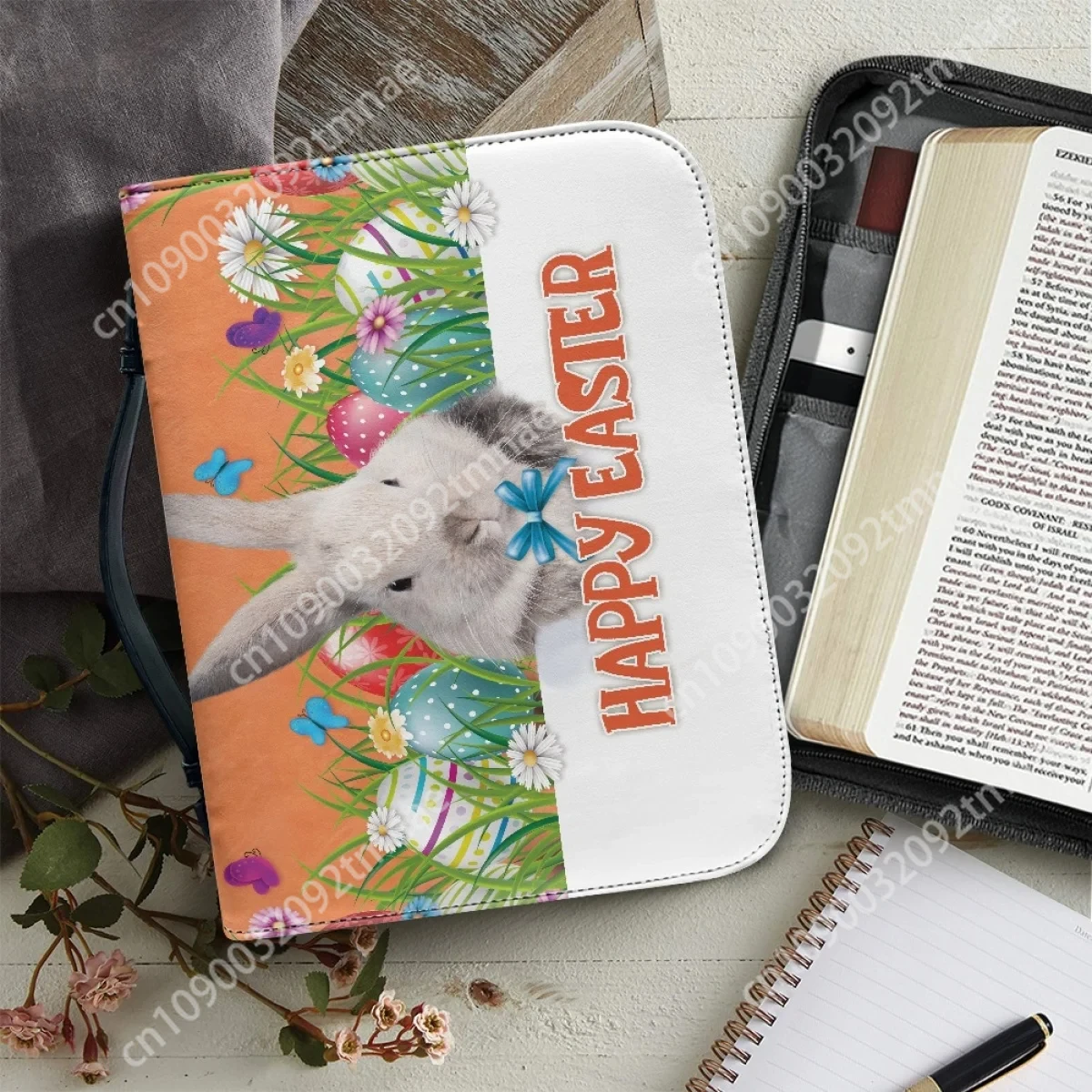 

Easter Egg Bunny Bible Bag Protective Bible Bags Study Storage Luxury Custom Leather Fashion Zipper Ladies Handbag Leather