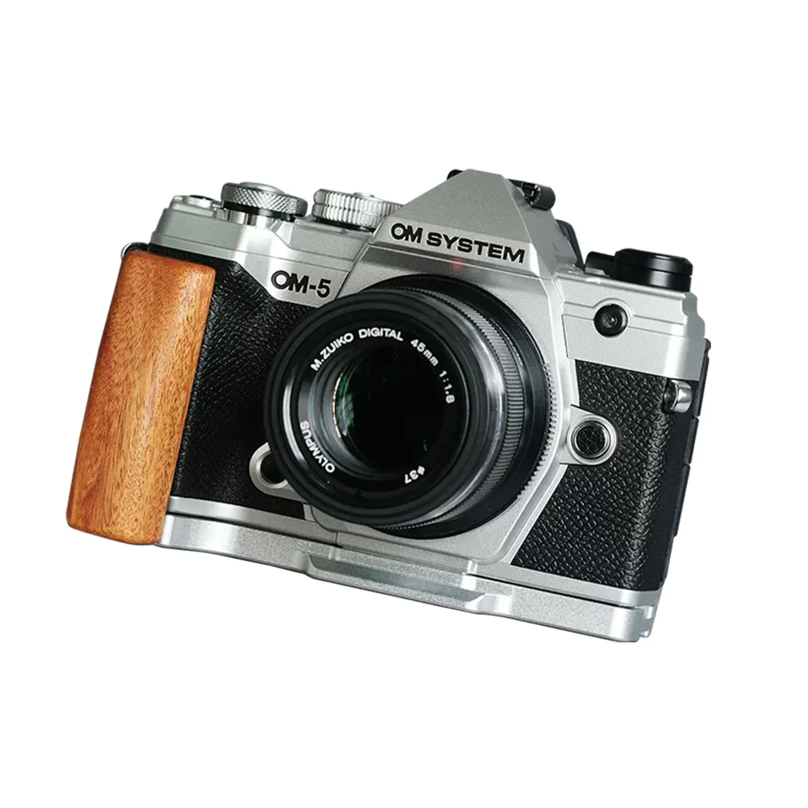 New Wood L Hand Grip + Aluminum Alloy Baseplate for Olympus OM-5 Mirrorless Camera Strong