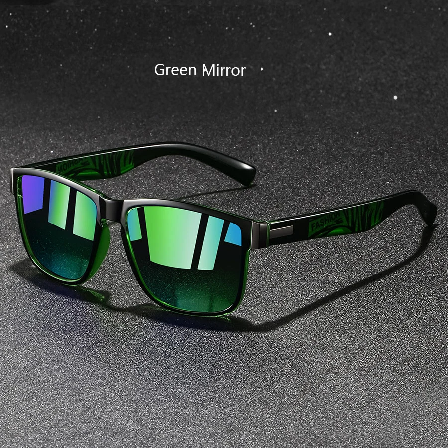 Modische Quadratische Sonnenbrille für Männer und Frauen, Farbenfrohe Trendige Leichte Outdoor-Brille zum Fahren und Angeln – Detail 9
