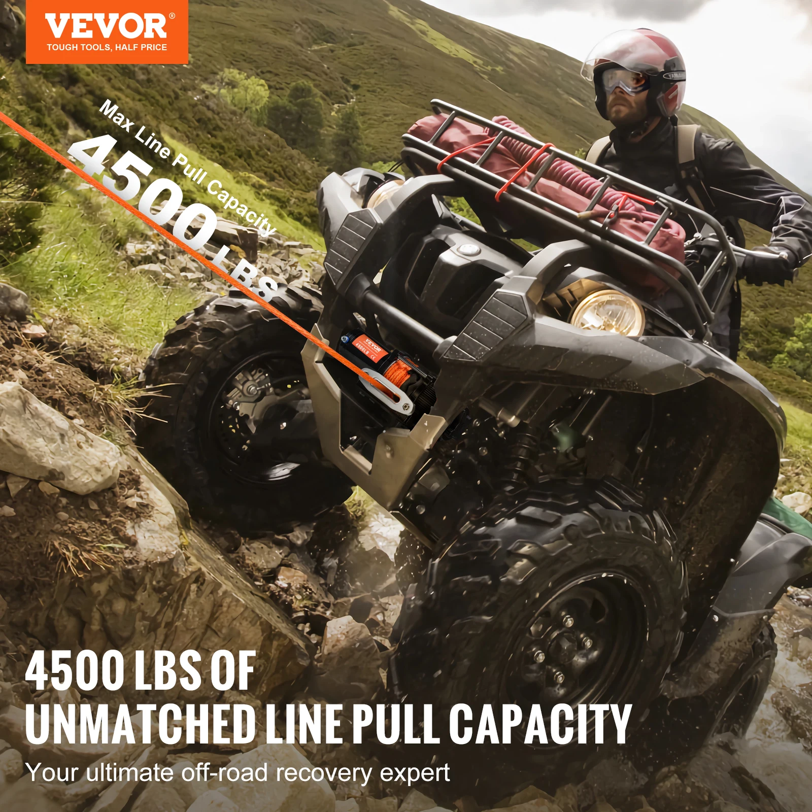 VEVOR Electric Winch ATV/UTV Winch 4500 lb Line Pull Capacity, 12V DC  with  Wired Remote Control, IWaterproof for UTV ATV