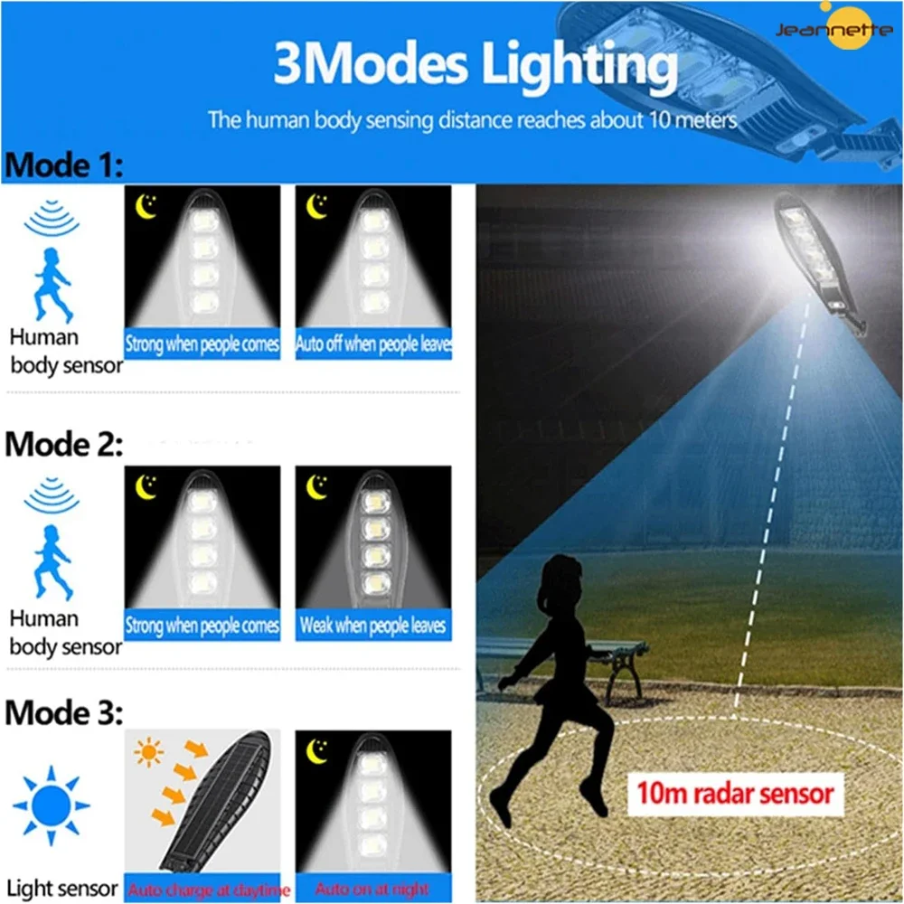 Imagem -03 - Outdoor Impermeável Led Solar Street Light Lâmpada de Parede do Jardim Ângulo Ajustável Built-in 10000mah 168led ao ar Livre