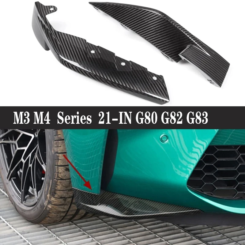 For BMW M3 M4 G80 G82 G83 Carbon Fiber wrap angle Car Front Bumper Splitter Corner Trim Cover Front Chin Car Accessories