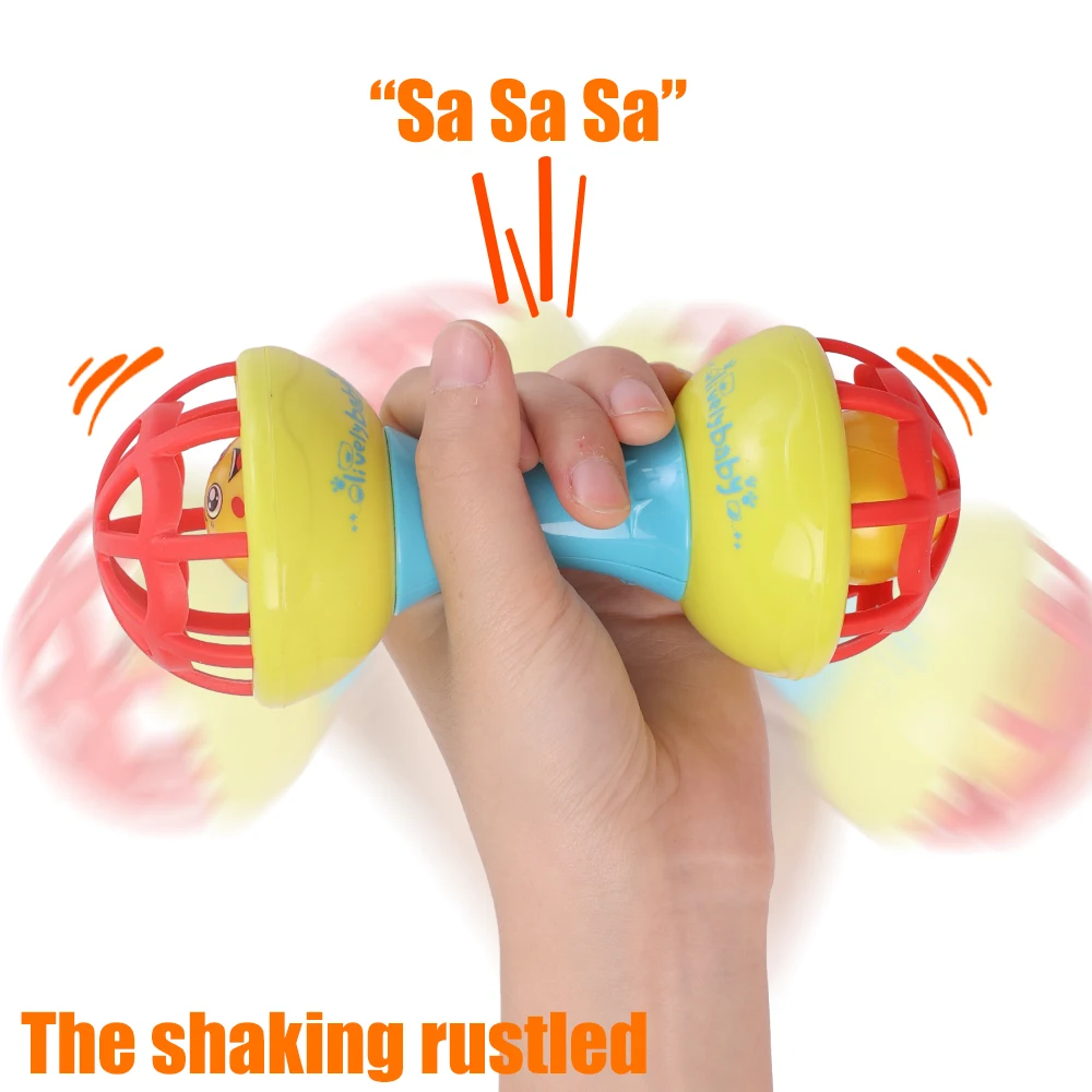 Baby Early Education Rattle Hand Grasp Sensory Ball Toys Soft Glue Grasp Molar Ball Neonate Teether Stick Puzzle Training Toys