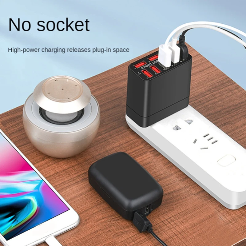 1 Piece 8 Port USB Porous Mobile Phone Charger Foldable Portable Travel Quick Charger USB Multi Port Charger  EU Plug