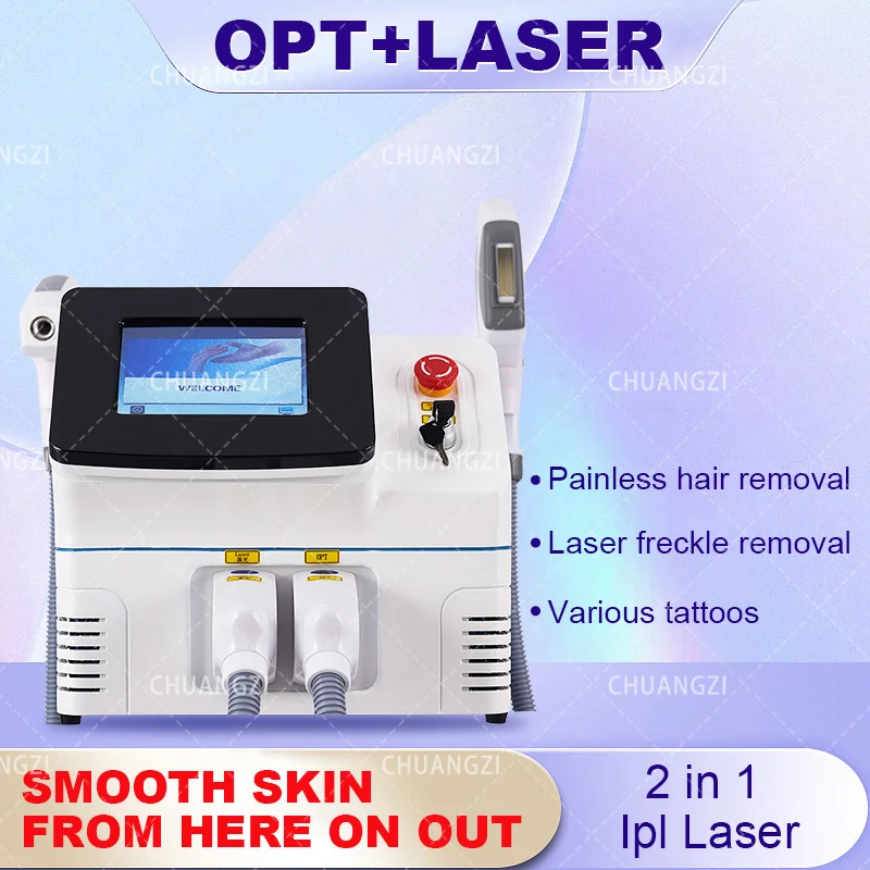 Portabel IPL L-aser Mesin Penghilang Rambut 360 Magneto/Nd Yag 2 In 1 Penghilang Rambut Penghapusan Tato Peremajaan Kulit Epilator Kecantikan