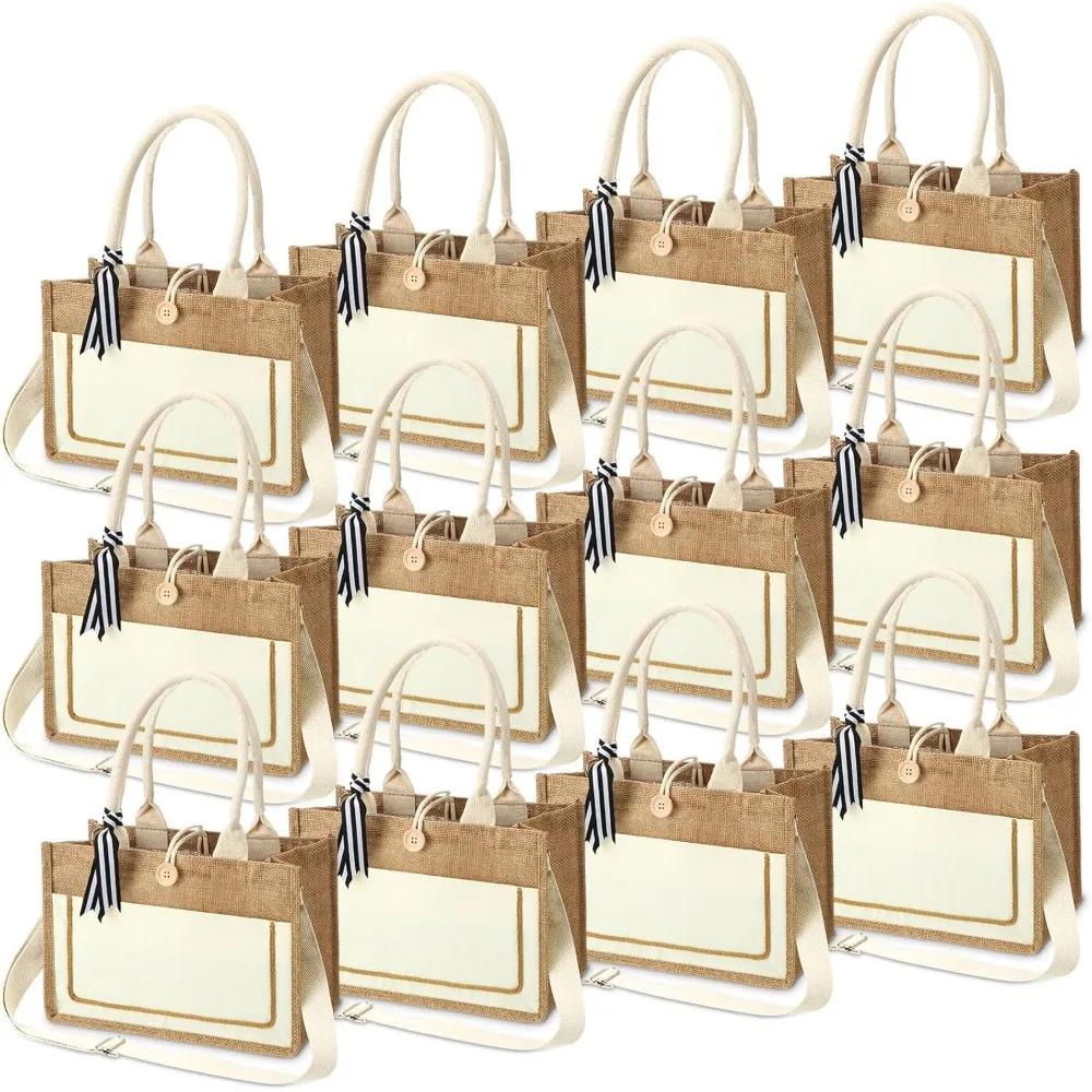 silkfly-lot-de-12-sacs-fourre-tout-en-toile-de-jute-sacs-cadeaux-en-jute-reutilisables-avec-poignees-sac-de-plage-etanche-pour-les-achats-de-mariage-blanc
