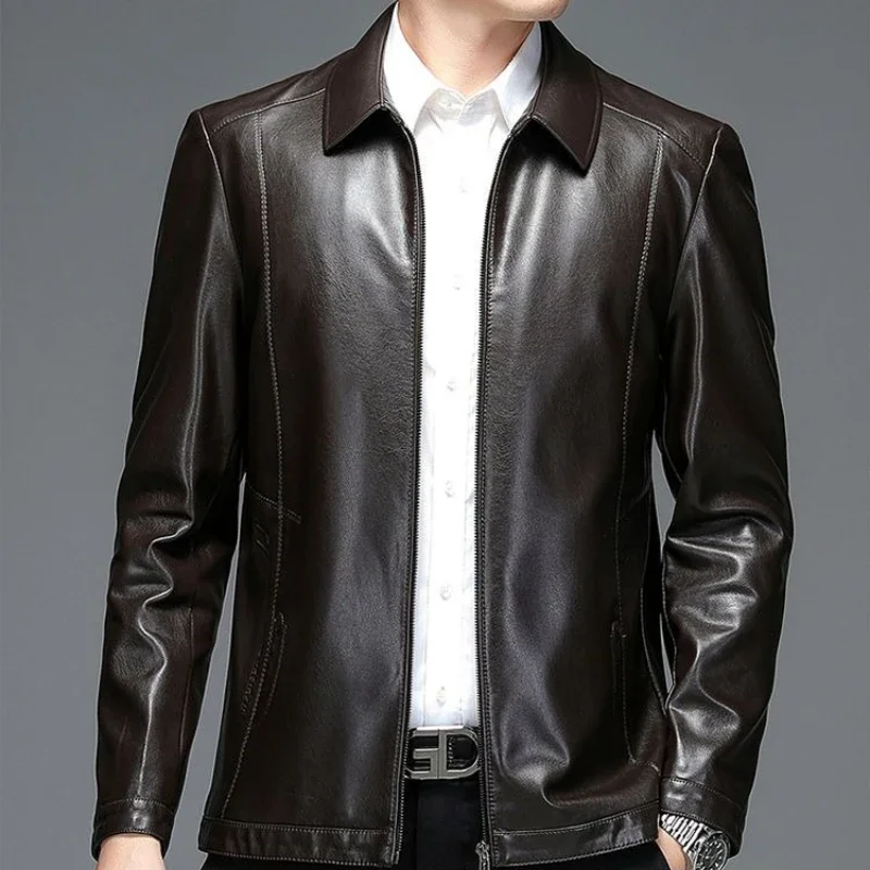 

Men's Motorcycle Riding Jacket Faux Fur Lined Windproof Parka for Middle Aged Winter Wear​