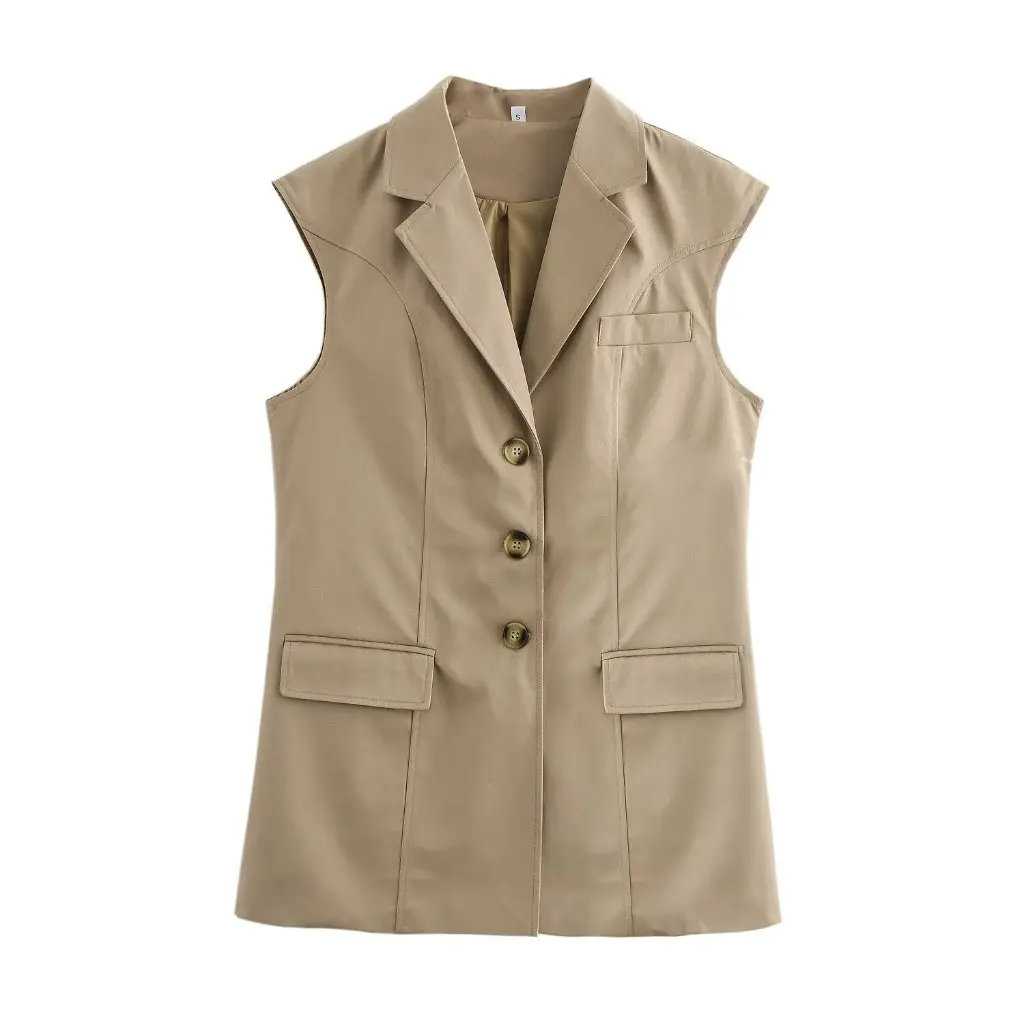 

Autumn Women's Fashion Lapel Suit Vest European American Style Leisure Commuter Vest Wholesale