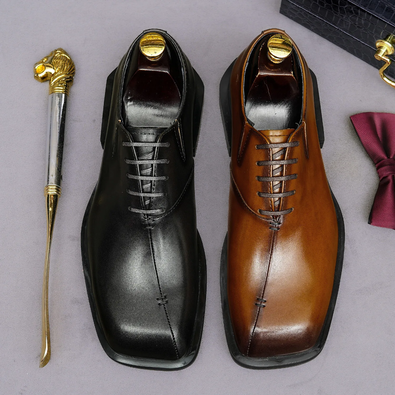 Square Toe Whole Cut Genuine L - Formal Upper Wear Men ulasan dan harga