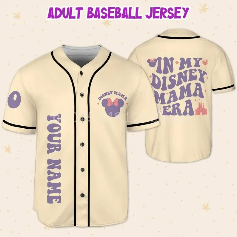 2024 New Minnie Mouse Disneyland 50th Anniversary Walt Disney World 3D Disney Baseball Jersey Fashion Casual Shirt