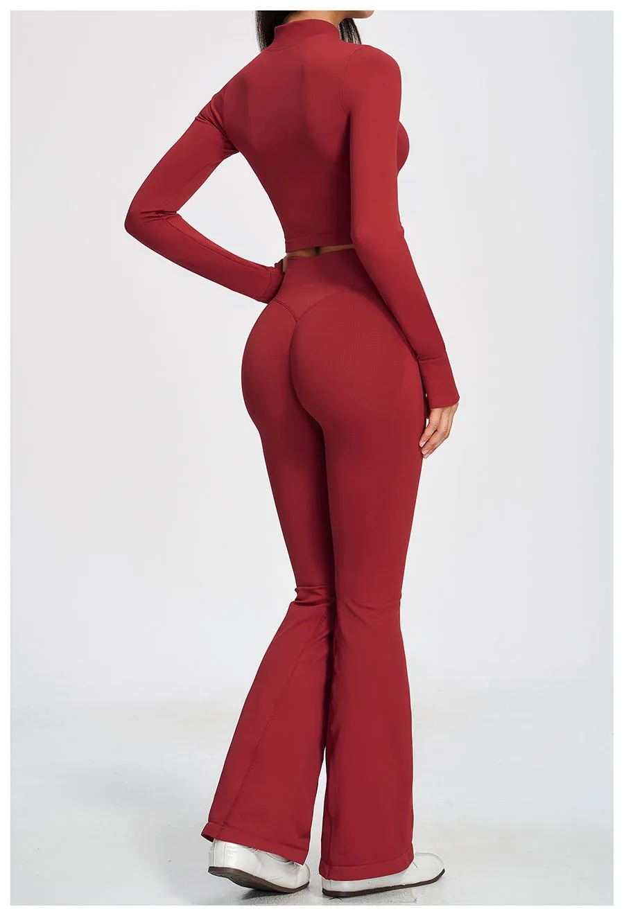 Neues 2-teiliges Yoga-Set, nahtloses Sportoutfit, Damen-Trainingsanzug, Lauf- und Workout-Kleidung, langärmelig, mit Reißverschluss, Sportbekleidung – Detail 9