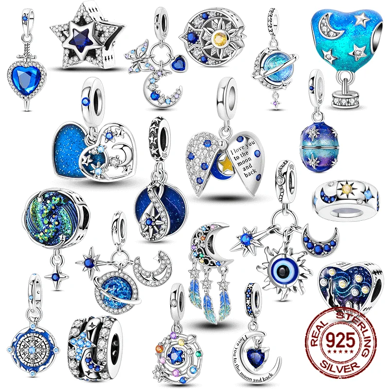 

Charms Lucky Star 925 Sterling Silver Sparkling Star Heart Beads Charms Pendent Fits 925 Original Bracelet Gift for Women Gift