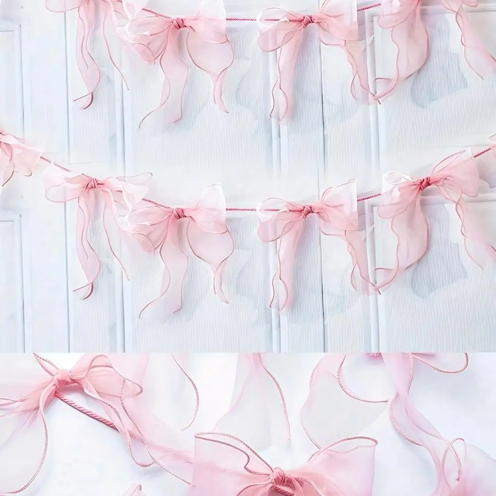 12 Stück elegante rosa Schleifengirlande für Kindergeburtstage, Hochzeiten, Brautpartys, Babypartys, Wanddekoration, hängende Ornamente ﻿ – Detail 13