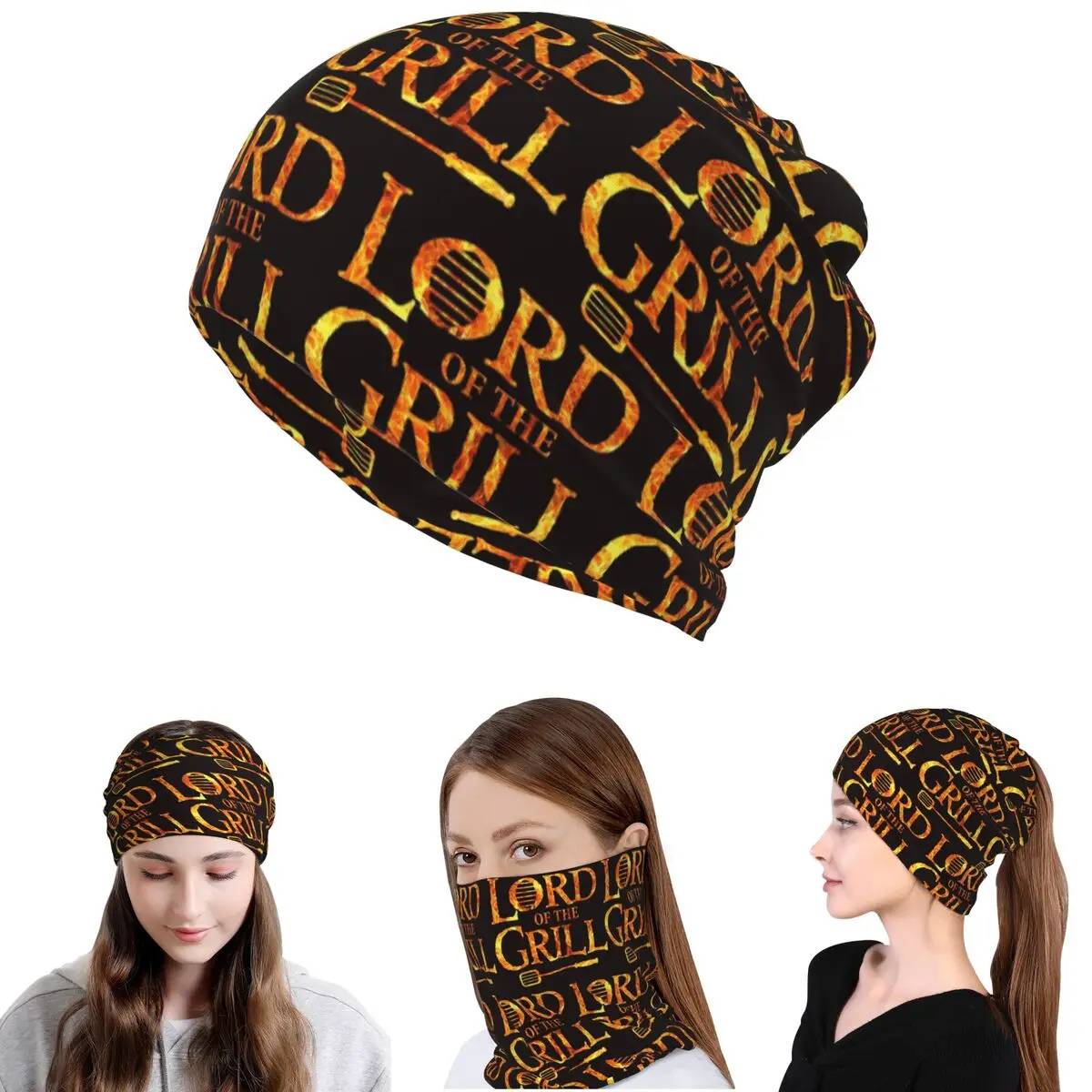 

Lord Of The Grill, Barbecue Chef Bandana Neck Cover Face Scarf Warm Face Mask Beanies Hat Unisex Adult All Season