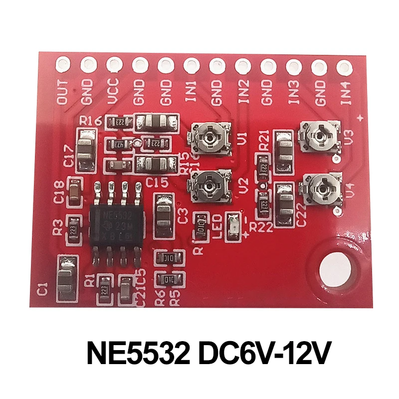 NE5532 TDA1308 Mono 4-Channel Audio Signal Input Mixing Board Module Suitable for Microphone Voice