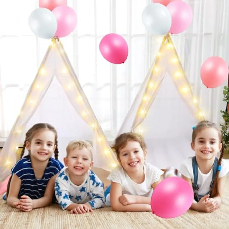 Tente de couchage pour filles, paquet de 8, tente de fête pour fête du pyjama, en vrac avec ficelle légère, matelas pneumatique, drap-housse lavable Na