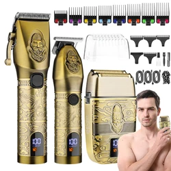 Resuxi Professional Hair Clipper and Electric Shaver Metal Body Oil Head Hair Trimmer Pushing Cutting Carving and Shaving Set