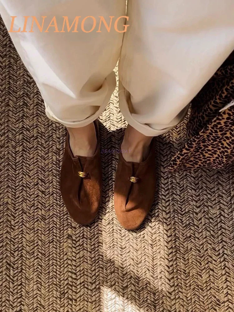 أحذية مسطحة كلاسيكية من الجلد البلوري، أحذية كسول جديدة بقدم واحدة، أحذية فردية بسيطة ومتعددة الاستخدامات بلون القهوة