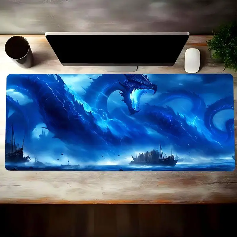 Giant Blue Sea Dragon XL Extended Gaming Mouse Pad Anti-Slip Rubber Base Durable Office Desk Mat