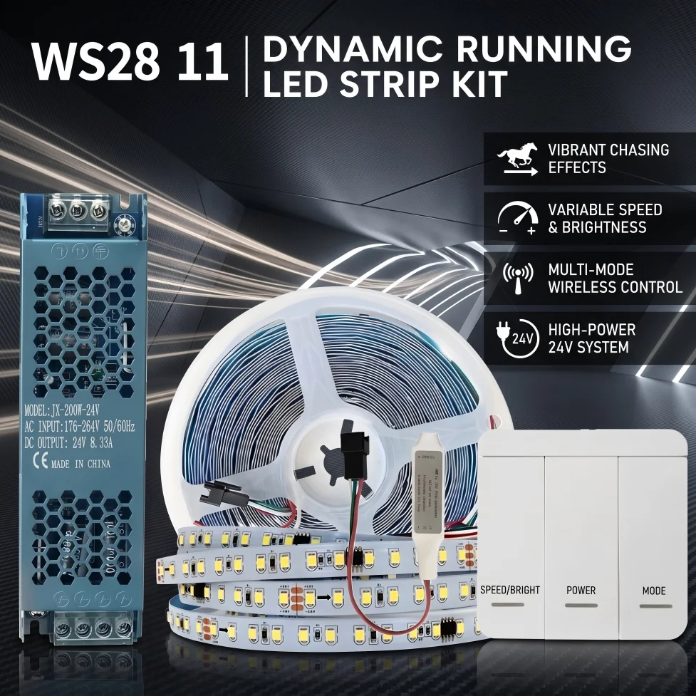 5m-20m DC24V Running Water Flowing LED Strip WS2811 SMD2835 Horse Race Pixel Addressable IC Flexible Linear Lighting for Bedroom