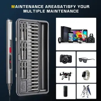 CreationSpace Mini Electric Screwdriver 3 Torque Settings LED Rechargeable Screwdriver Set Handy Repair Tool Kit