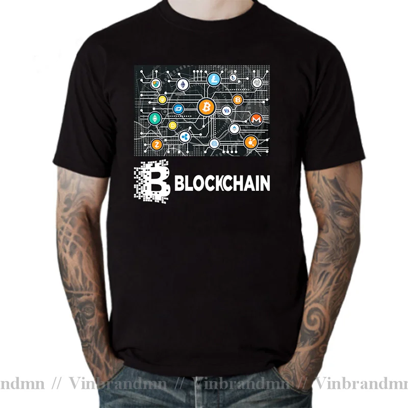 Блокчейн BitCoin Litecoin Ripple Ethereum криптовалюта футболка для мужчин популярная футболка Рождественский подарок футболка рубашка из хлопчатобумажной ткани