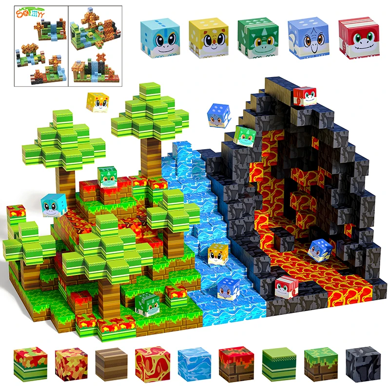 ชุดตัวต่อแม่เหล็ก 80 ชิ้น ธีมไดโนเสาร์ ของเล่นเสริมพัฒนาการ STEM สำหรับเด็กชาย เด็กหญิง อายุ 3 ปีขึ้นไป ของขวัญคริสต์มาส แบบประกอบเอง