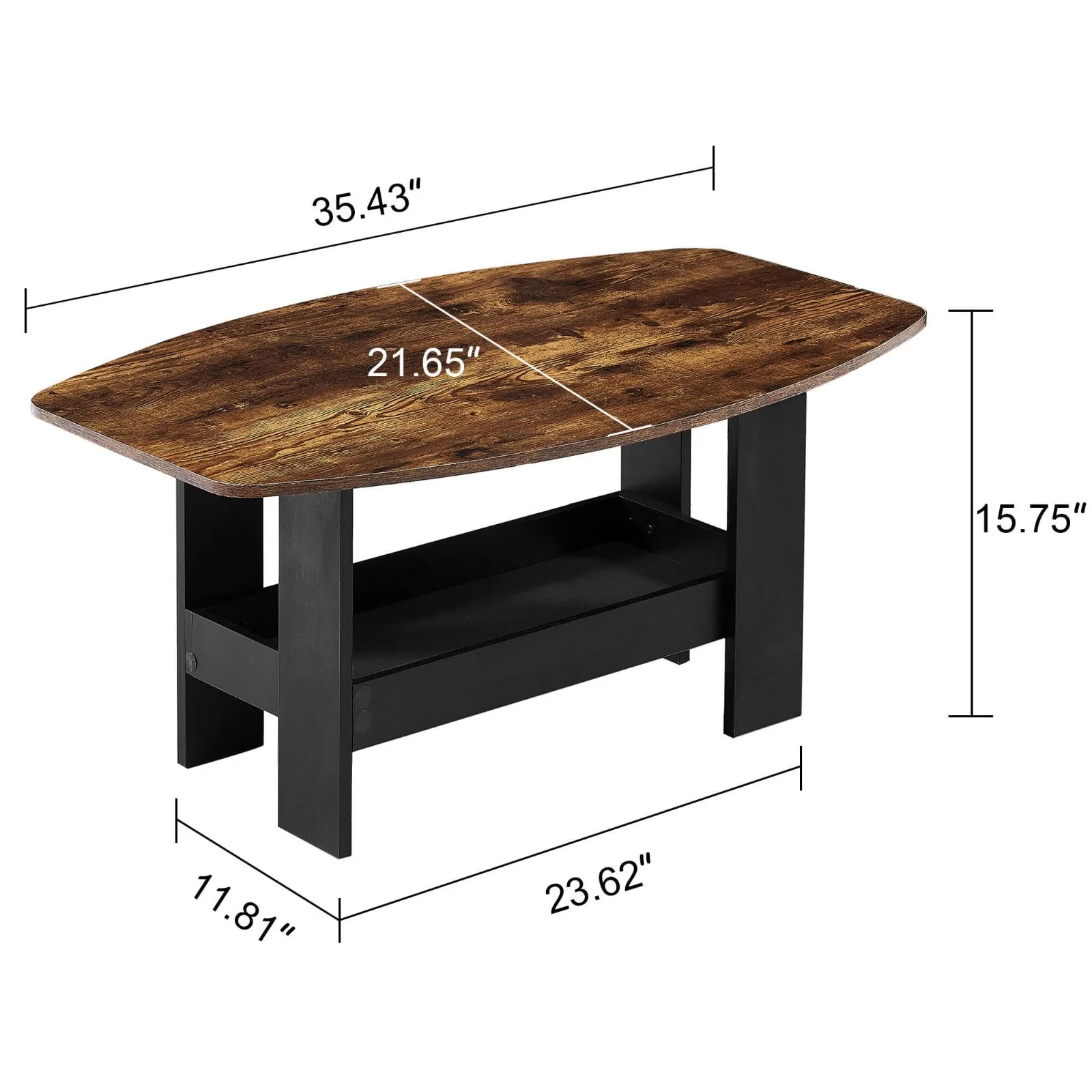 Ons Salontafel Voor Woonkamer 35.43 In. Rustieke Bruine Ovale Houten Salontafel Met Opbergvak