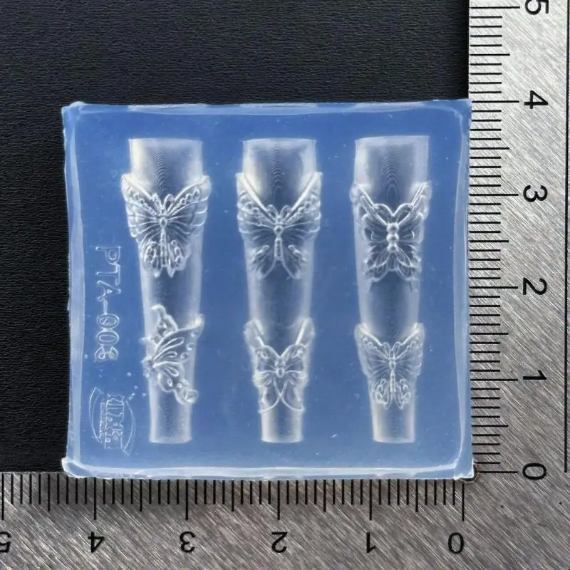 3D Transparent Silicone Nail Carving Mold Bow Flower Butterfly Rose Floral Design DIY Nail Art Decoration Manicure Tool\