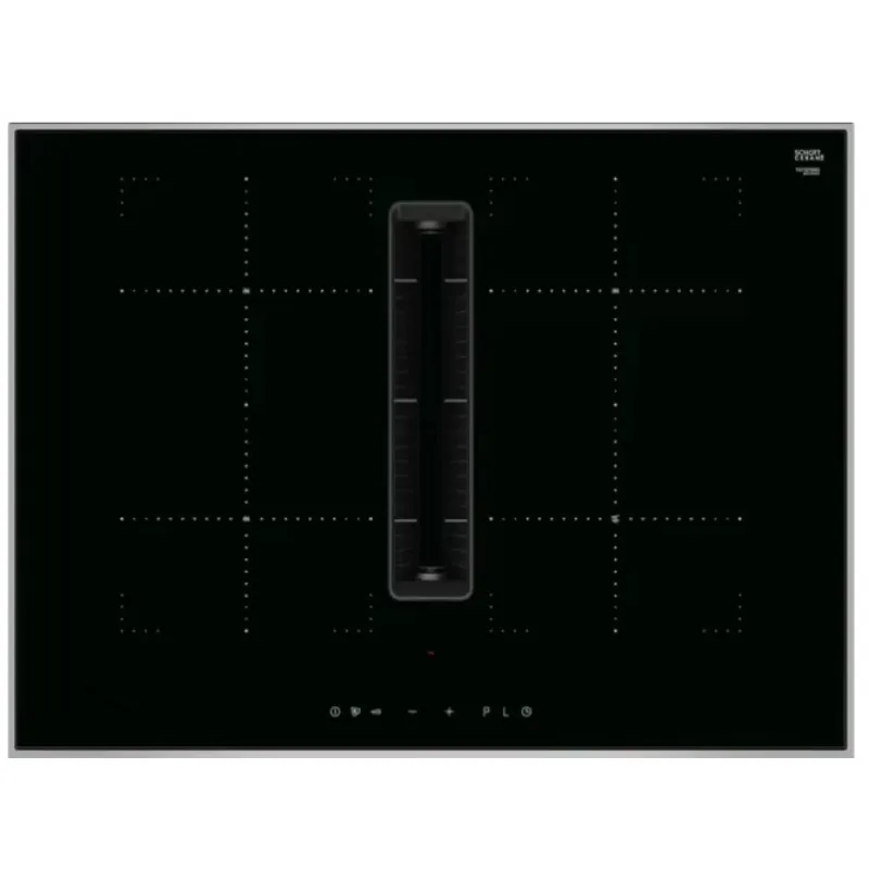 Crystal Glass Polished Black 4 Cooking Zone Induction Hob Cooker With Downdraft extractor