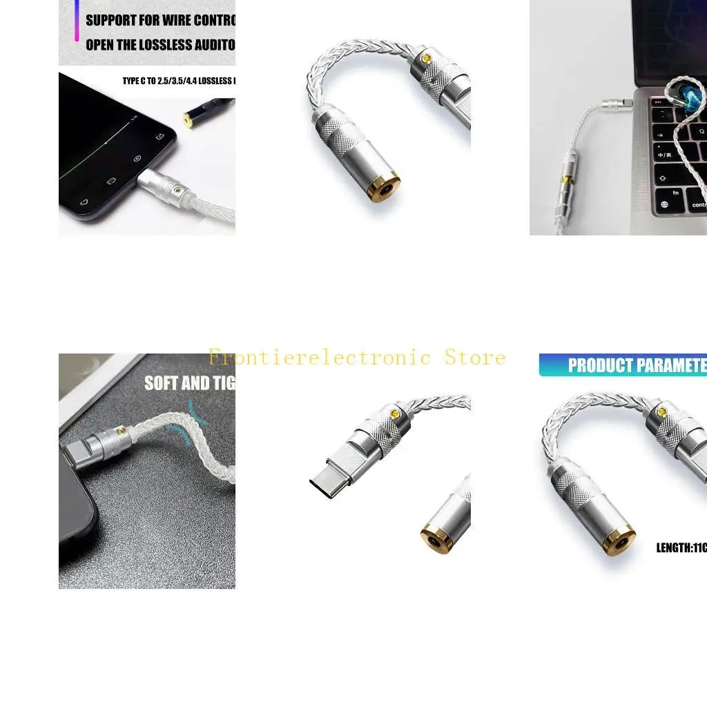 G8DB Metal Shell USB C to 3.5mm Earphone Port Cable, Short Fabric Cord with Wire Control Support for Music, Call Routines, and