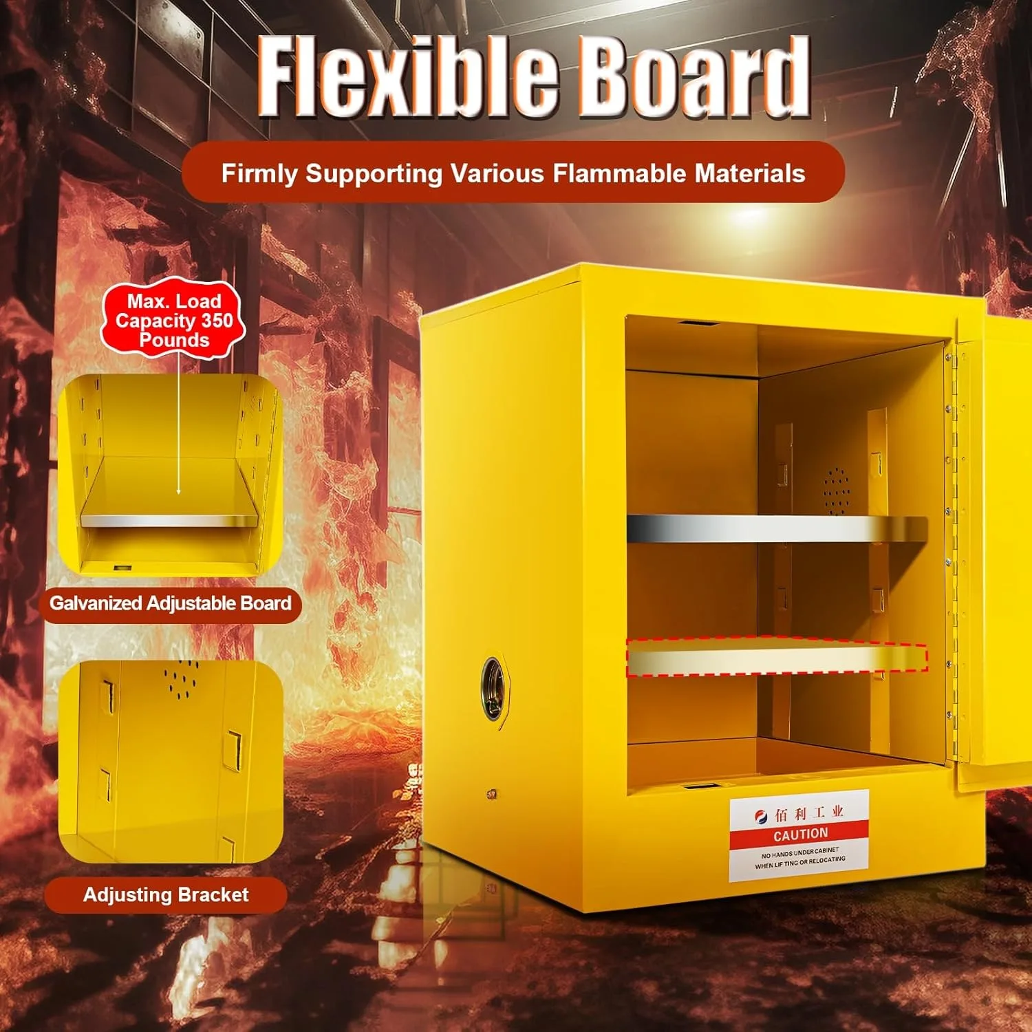 Flammable Storage Cabinet Hazardous Storage Cabinet Fire Safety Manual Door Cabinet for Commercial Industrial and Home Use