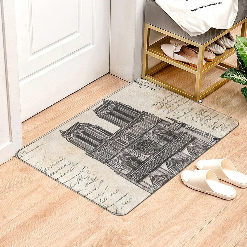 Vintage style non slip shower mat bathroom carpet home decoration floor mat kitchen bedroom living room water absorbing door mat