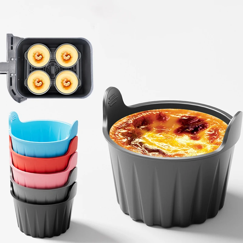 5PCS Silicone Air Fryer Egg Moulds Muffin Cupcake Cups Egg Tart Mold Heat Resistant Baking Mold Air Fryer Accessories