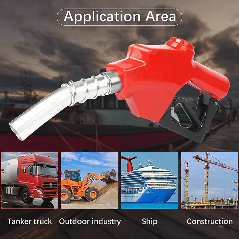 3/4 Inch Red Automatic Fueling Nozzle Auto Shut Off Aluminum Alloy Petrol Fuel Nozzle