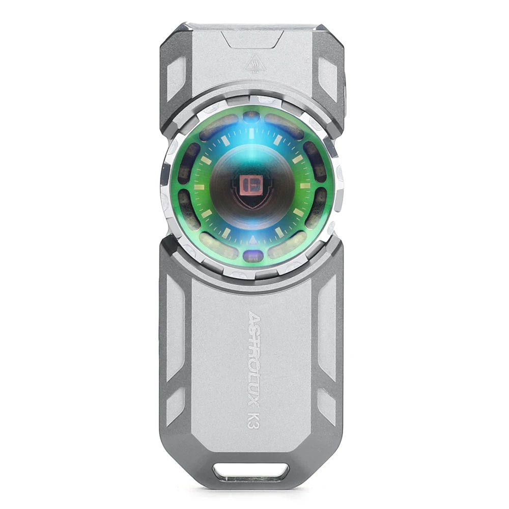 Astrolux K3 1550LM EDC Flashlight Long Throw 209m Rotary Dial Control Throw Flood Combo LED Torch with RGB 18 LEDs, UV 395nm