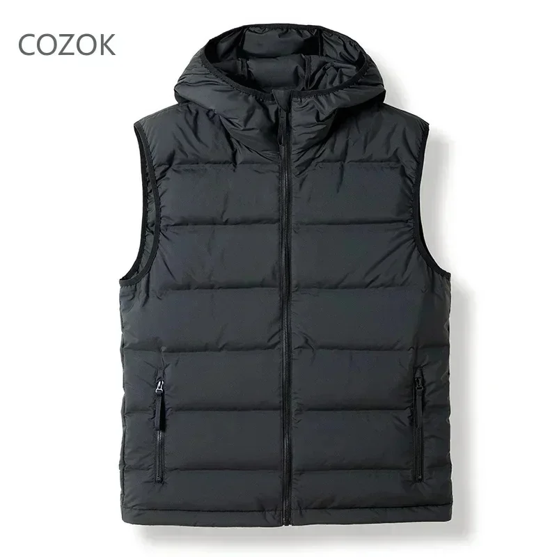 COZOK Hooded Sleeveless Down Jacket Designer Clothes Men Vest Man Dress Winter for Short s 2025 Coat