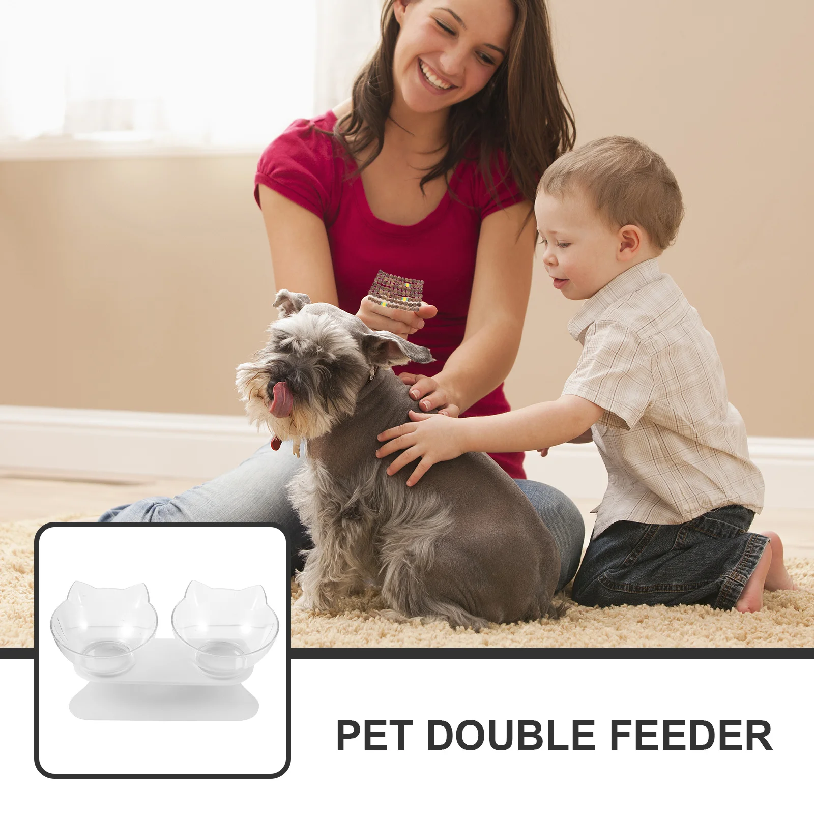 

Lovely Animal Shape Non-Slip Base Pet Feeder Bowl High Scaffolding Neck Protection Pet Double Feeder Feeding Bowl