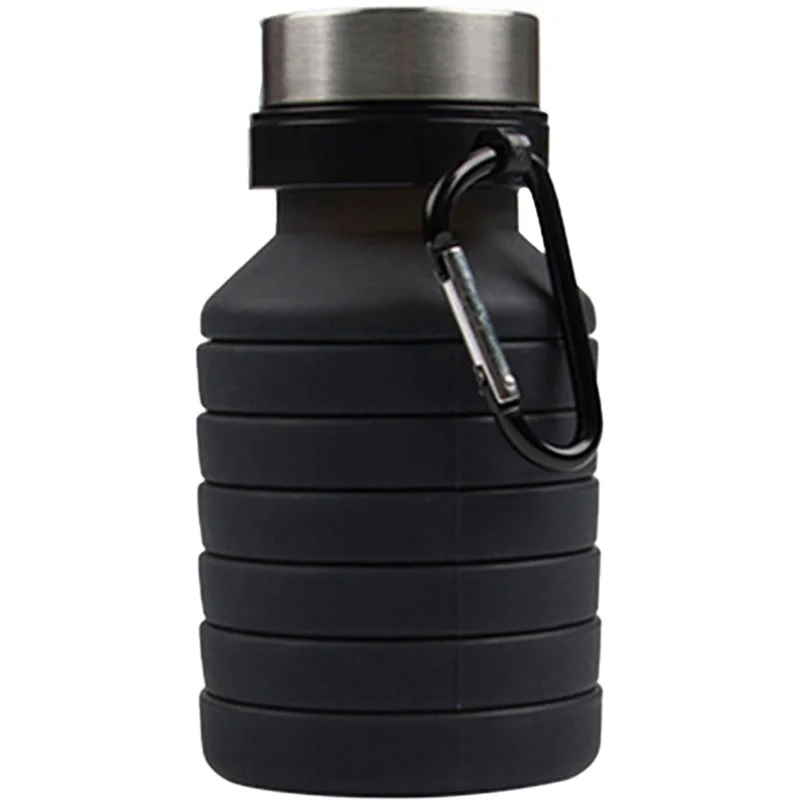 550ML Folding Cup Sports Travel Mug Foldable Collapsible Telescopic Silicone Water Bottle Outdoor Water Cups, Black