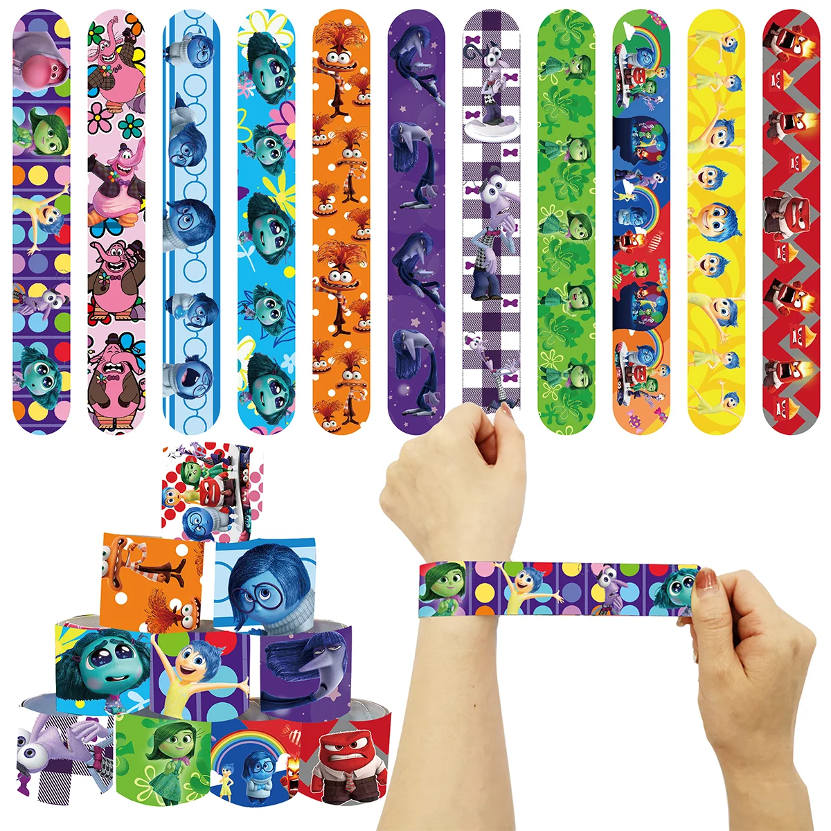 10/30Pcs Disney Inside Out 2 Slap Bracelets Birthday Party Favors Wristband Toy Loot/Party Gift for Kids Girls Birthday