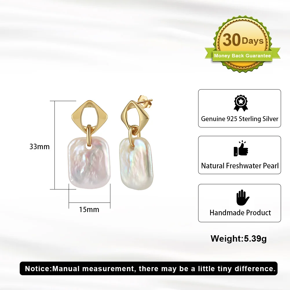 KISS MANDY 925 Sterling Silver 14K Gold Dangle Earrings for Women Cultured Freshwater Pearl Drop Earrings Jewelry Gifts GPE91