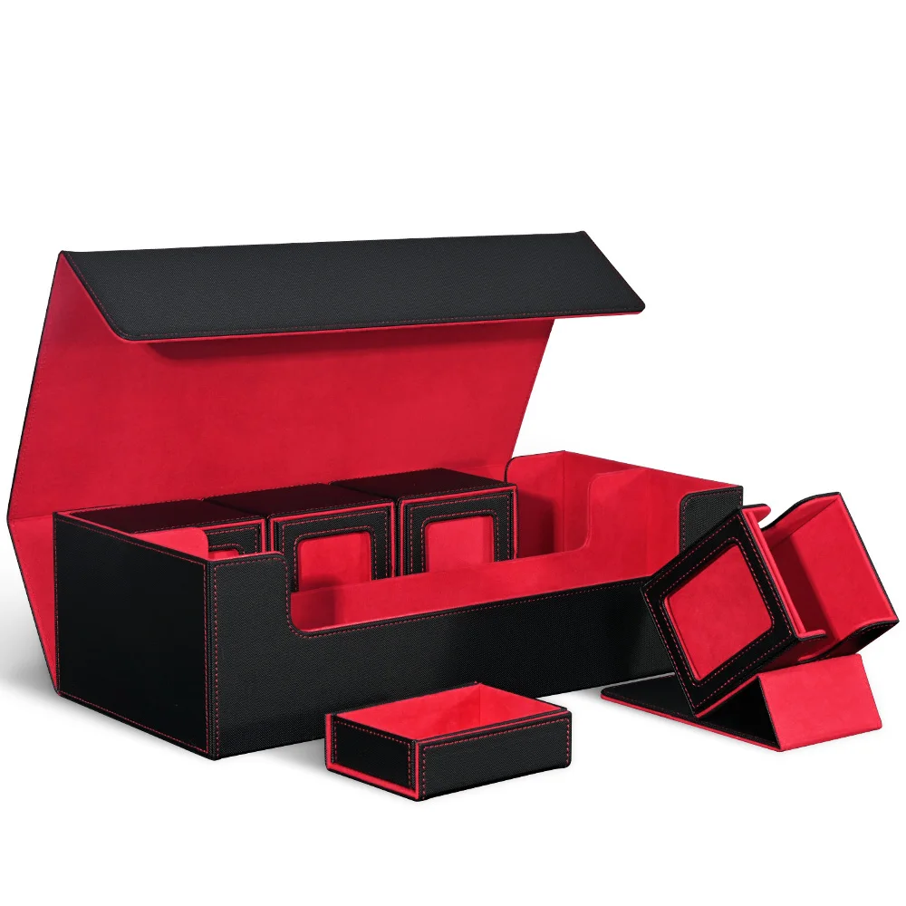 TCG Trading Card Storage Box with 4 Small Commander Deck Boxes, Large Card Deck Case with Dice Box for TCG & PTCG Cards view 2